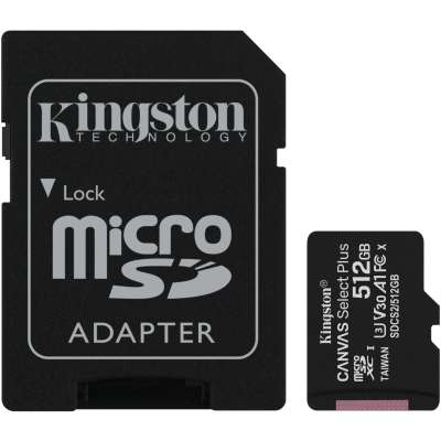 Kingston Canvas Select Plus MicroSDXC Card 10 UHS-I - 512GB - inclusief SD adapter