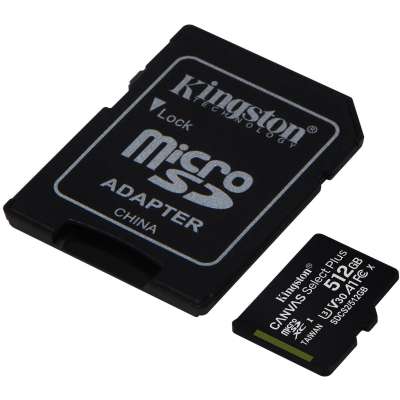 Kingston Canvas Select Plus MicroSDXC Card 10 UHS-I - 512GB - inclusief SD adapter