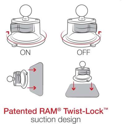 RAM Suction Cup Double Ball Mount Twist Lock -  RAM-B-166U