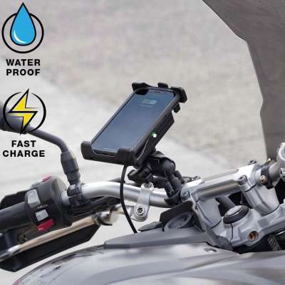 RAM Quick-Grip Waterproof Wireless Charging Mount + Voeding - Ball Size B - zwart