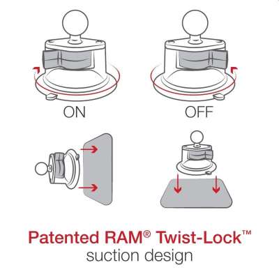 RAM B-Size Twist Lock Suction Cup met Ball Mount - RAM-B-224-1U