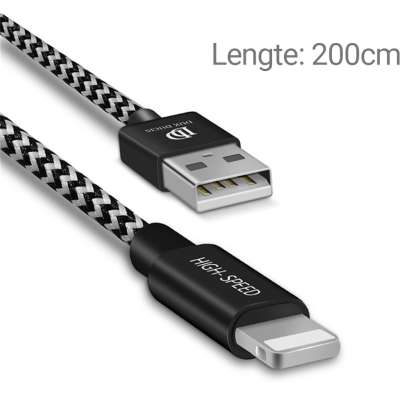 Dux Ducis Lightning USB Kabel - 200cm - Zwart