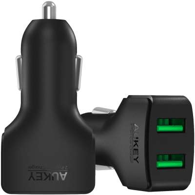 Aukey Autolader CC-S3 - Dual USB poort 2.4A - Zwart