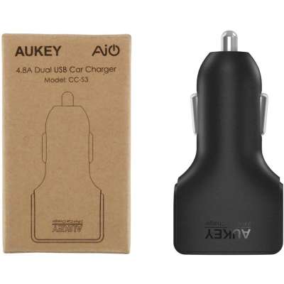 Aukey Autolader CC-S3 - Dual USB poort 2.4A - Zwart