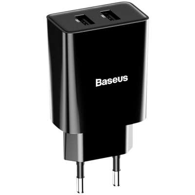 Baseus Speed Mini Dual USB Oplader - Zwart
