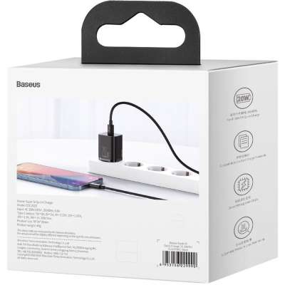 Baseus Super Si USB-C Snellader - Zwart