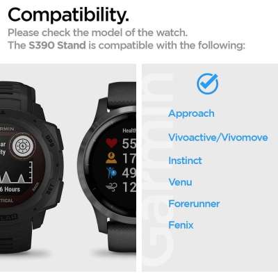 Spigen S390 Garmin Watch Standaard - Zwart