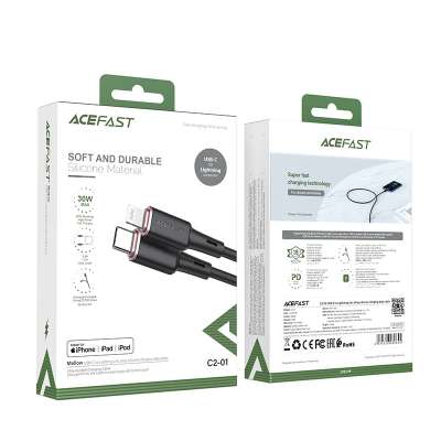 Acefast USB-C naar Lightning Kabel - Silicone - 120cm - Zwart