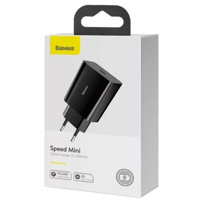 Baseus Speed Mini USB-C Snellader - Zwart
