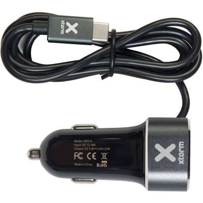 Xtorm Power Autolader met USB-C kabel - 27W - Zwart