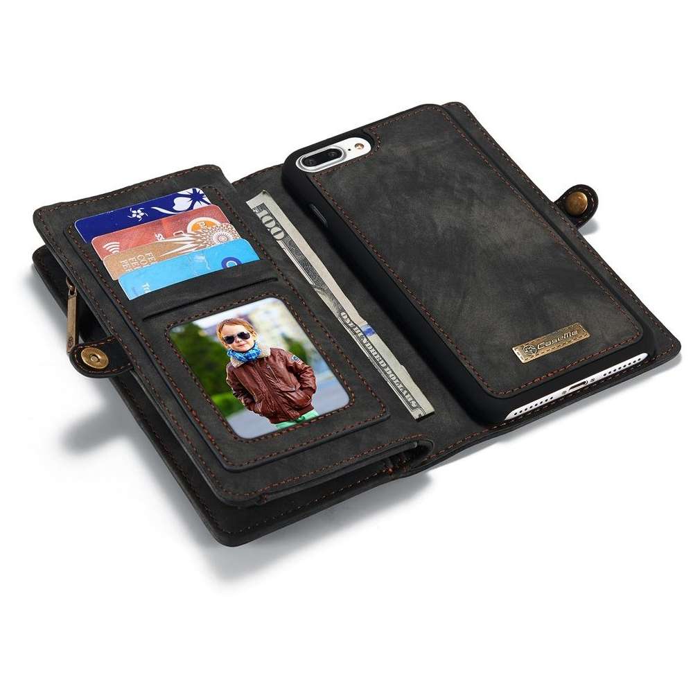 Onderhoudbaar stap in kleur Caseme geschikt voor Apple iphone 7 Plus / 8 Plus Luxe Leren Portemonnee  Hoesje - Zwart kopen?
