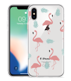 Hoesje geschikt voor iPhone X - Flamingo Pattern