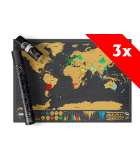 Luxe Grote Wereldkaart Krasposter - Scratch world map (82x60cm) 3 Stuks