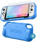 Nintendo Switch OLED Protective Case - Blauw - met 2x ScreenProtector Glas