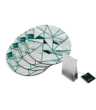 4 Rubberen Onderzetters - Design Polygon Marmer Groen - Rond