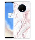 Hoesje geschikt voor OnePlus 7T - White Pink Marble