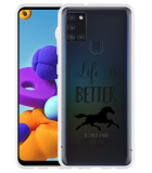 Hoesje geschikt voor Samsung Galaxy A21s - Life is Better with Horses