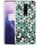Hoesje geschikt voor OnePlus 7 Pro - Groen Hexagon Marmer