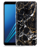 Samsung Galaxy A8 2018 Hoesje Zwart Goud Marmer