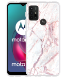 Hoesje geschikt voor Motorola Moto G30 - White Pink Marble