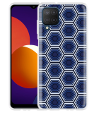 Hoesje geschikt voor Samsung Galaxy M12 - Blauwe Hexagons