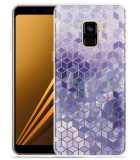 Samsung Galaxy A8 2018 Hoesje Paars Hexagon Marmer