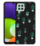 Hoesje Zwart geschikt voor Samsung Galaxy A22 4G - Green Cactus