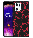 Hoesje Zwart geschikt voor Oppo Find X5 Pro - Hartjes