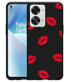 Hoesje Zwart geschikt voor OnePlus Nord 2T - Red Kisses