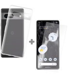 Soft TPU Hoesje + Tempered Glass Protector geschikt voor Google Pixel 7 - Transparant