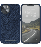Hoesje geschikt voor iPhone 14 Plus - Njord byELEMENTS Zalm Leder Case - Blauw