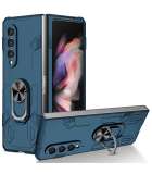 Hoesje met Ring geschikt voor Samsung Galaxy Z Fold4 - Stevige Case - Blauw