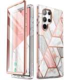 Samsung Galaxy S23 Ultra Hoesje - Supcase Cosmo Case - Roze Marmer